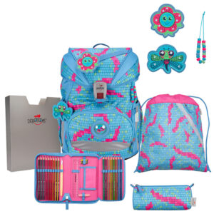 DerDieDas ErgoFlex Superlight Schulrucksack-Set 5tlg Happy Pixel