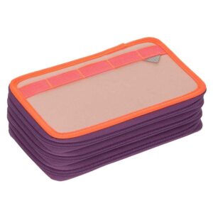 LÄSSIG 3-Fach Federmäppchen Rose/Neon-Orange
