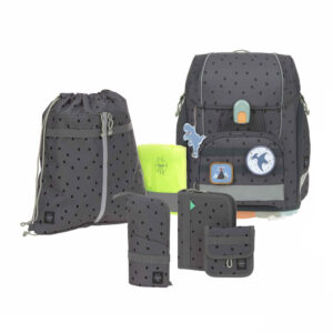 LÄSSIG Boxy Unique Schulranzen-Set 7tlg Speckles Anthracite