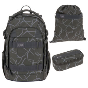 Bold Origin Schulrucksack-Set 3tlg Edges Grey