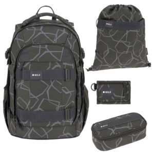 Bold Origin Schulrucksack-Set 4tlg Edges Grey