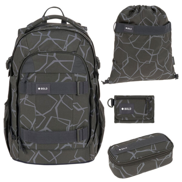 Bold Origin Schulrucksack-Set 4tlg Edges Grey