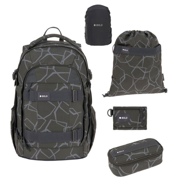 Bold Origin Schulrucksack-Set 5tlg Edges Grey