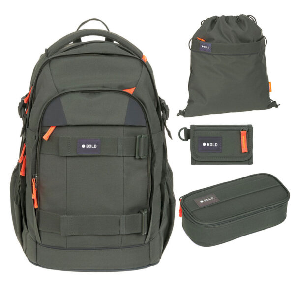 Bold Origin Schulrucksack-Set 4tlg Dark Olive
