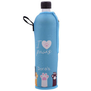Doras Glasflasche mit Neoprenbezug 500 ml Pfote