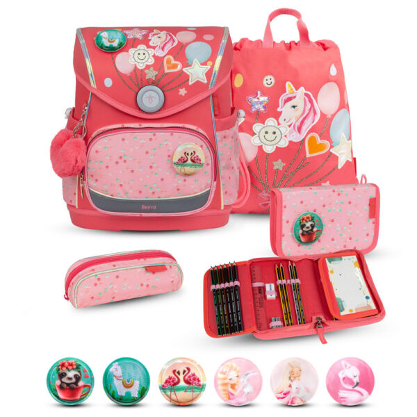 Belmil Premium Compact Plus Schulranzen-Set 5tlg Rose Quartz