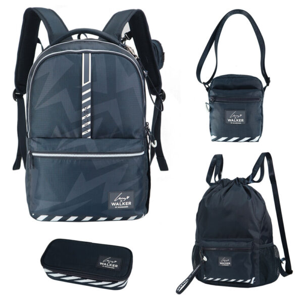 Lewinray X Walker Schulrucksack-Set 4tlg Dark Blue