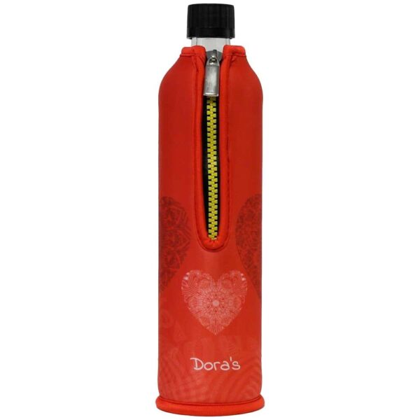 Doras Glasflasche mit Neoprenbezug 500 ml Liebe