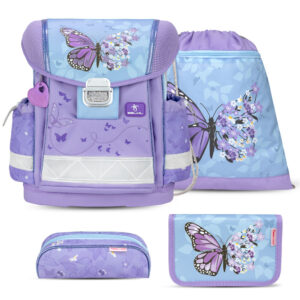 Belmil Classy Schulranzen-Set 4tlg Purple Blue Butterfl
