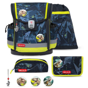 Belmil Classy Plus Schulranzen-Set 5tlg T-Rex Lime