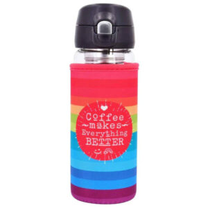 Doras Glasbecher mit Neoprenbezug 450 ml Coffee makes everyth