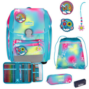 Scout Genius Schulranzen-Set 4tlg Happy Rainbow