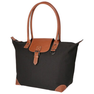 Leather Design Schoolbag Umhängetasche Canvas Black