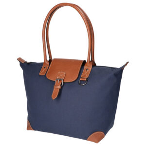 Leather Design Schoolbag Umhängetasche Canvas Blue