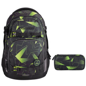 coocazoo PORTER Schulrucksack-Set 2tlg Lime Flash