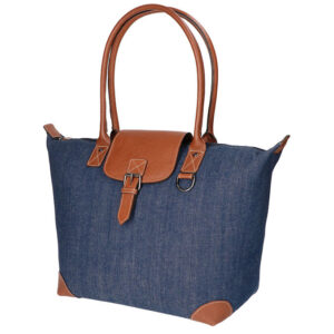 Leather Design Schoolbag Umhängetasche Denim Blue