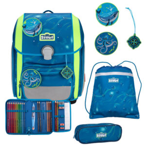 Scout Genius Schulranzen-Set 4tlg Deep Sea