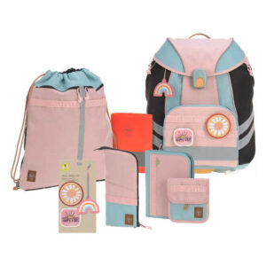 LÄSSIG Flexy Unique Schulranzen-Set 7tlg Rose/Blue/Black
