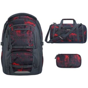 coocazoo PORTER Schulrucksack-Set 3tlg Broken Black