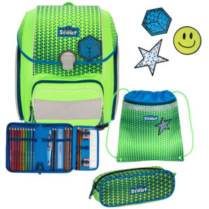 Scout Genius Schulranzen-Set 4tlg Green Gecko