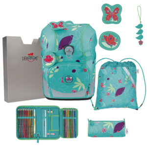 DerDieDas ErgoFlex Tiny Schulranzen-Set 5tlg Butterfly Garden
