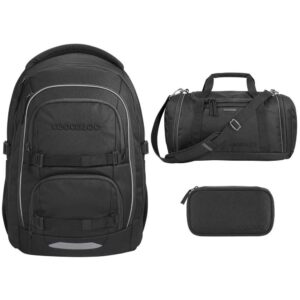 coocazoo PORTER Schulrucksack-Set 3tlg Black Coal V2