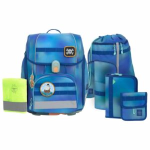 LÄSSIG Boxy Unique Schulranzen-Set 7tlg Gradient Green/Blue