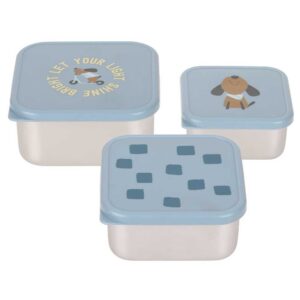 LÄSSIG Edelstahl Brotdosen-Set 3tlg Pattern Party Blue