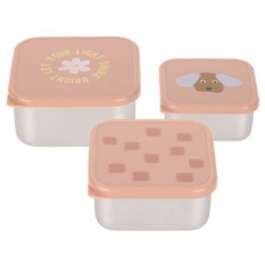 LÄSSIG Edelstahl Brotdosen-Set 3tlg Pattern Party Rose